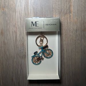 ME Modern Expressions Keychain Blue, Gold, and Black Rhinestone Bicycle